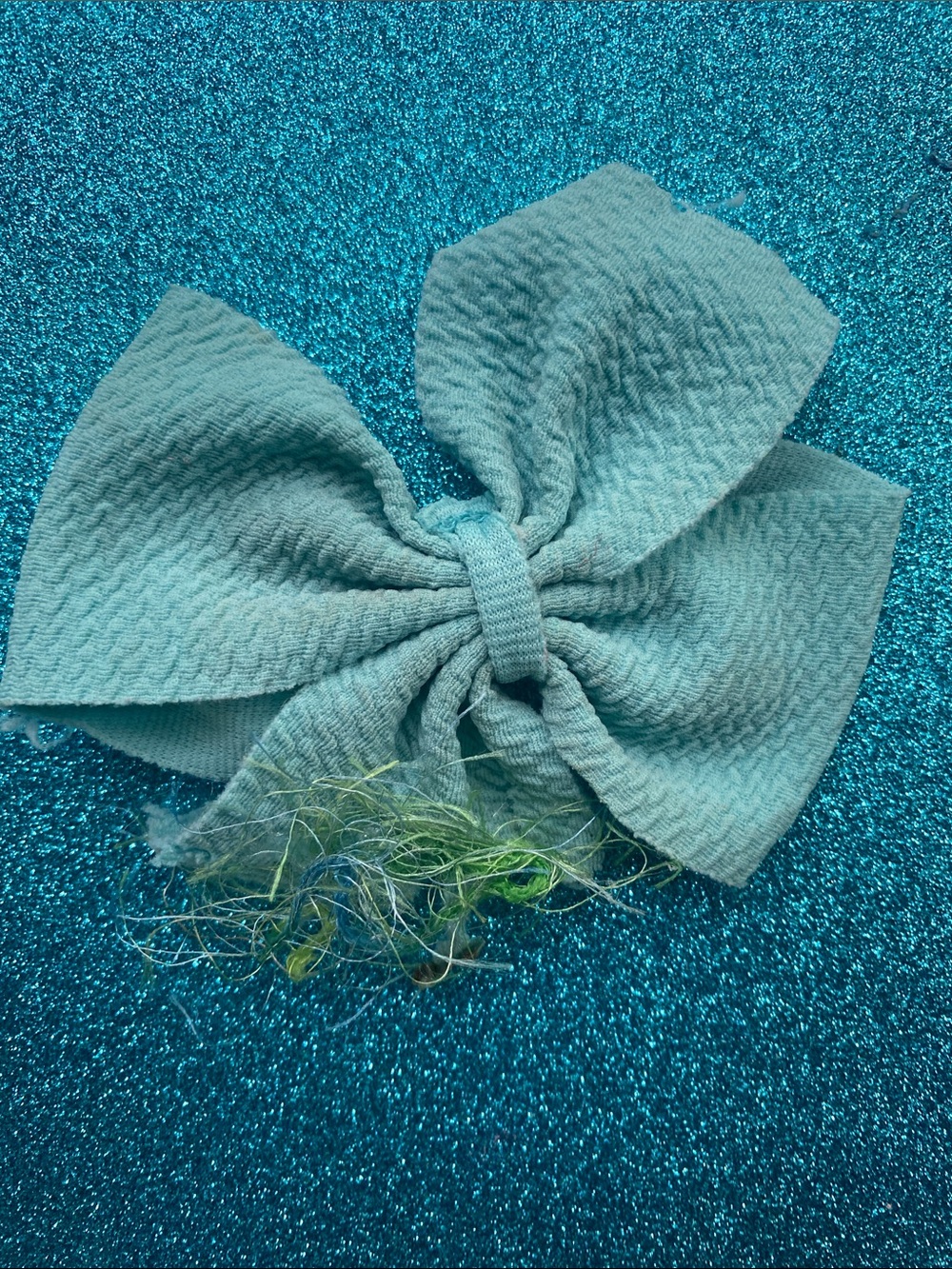 Textured Hair Bow Clip in Teal